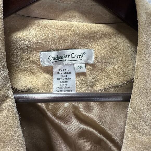 VTG Coldwater Creek Suede Long Beige Leather Jacket Women's Size Petite Medium - Picture 4 of 8
